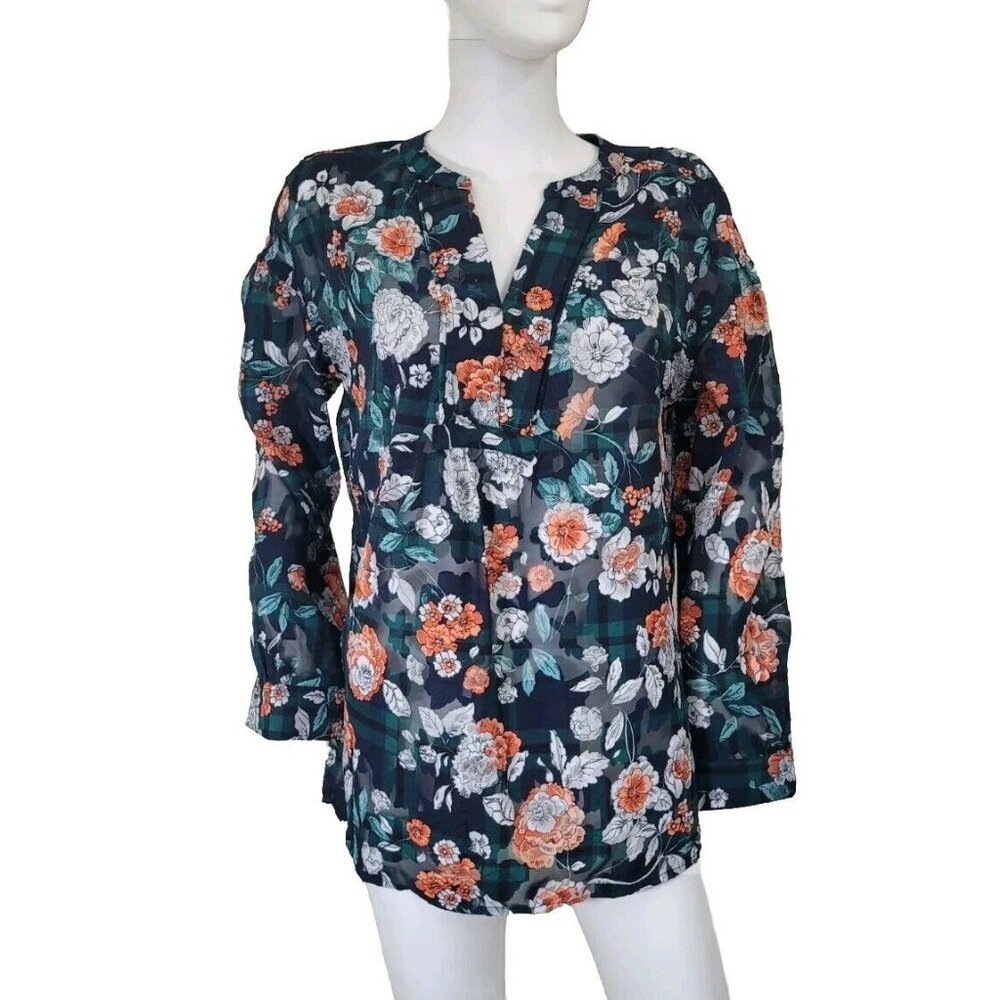 Tommy Hilfiger Women's Size S Blouse Urban Folklore Floral  Top V Neck NWT 35